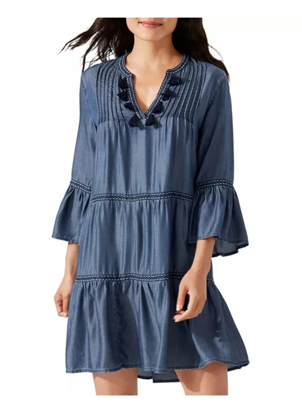 Tommy Bahama Navy Blue Shirt with White Tag Detail